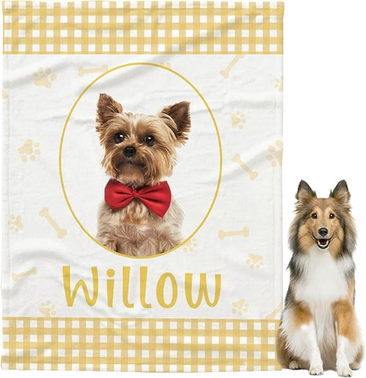 Personalized Pet Blanket,Custom Pet Blanket with Name Photo,Puppy Blanket Gift for Dogs Cats Lovers Mom Dad,Soft Cozy Fleece Throw for Bed Sofa Travel Medium 60"x50"