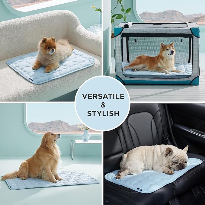 Bedsure Cooling Mat for Large Dogs – 35x23 Thin Washable Cooling Pet Pad for Puppy, QMAX>0.5, Portable Kennel Puppy Bed for Summer, Non-Slip Summer Crate Pad for Big Dog Up to 50 lbs