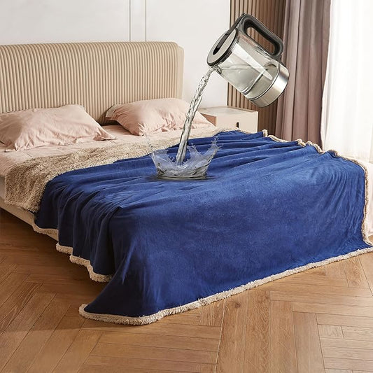 Catalonia Waterproof Bed Cover for Intimacy, Love Couples Leakproof Protector, Reversible Squirt Blanket, Splash Stain Proof Pad for Adults, Washable, 50x60 inches, Navy