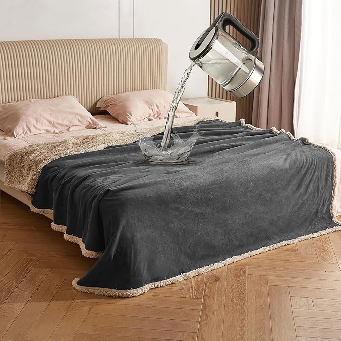 Catalonia Waterproof Bed Cover for Intimacy, Love Couples Leakproof Protector, Reversible Squirt Blanket, Splash Stain Proof Pad for Adults, Washable, 80x90 inches, Gray/Taupe