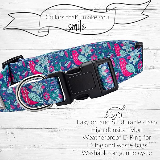 Lucky Love Dog - Adjustable Dog Collar with Easy Click Buckle for Small to Large Dogs, Durable, & Comfortable for Male & Female Dogs, Pet Collar for Puppies & Adult Ones - Carriebelle, Large