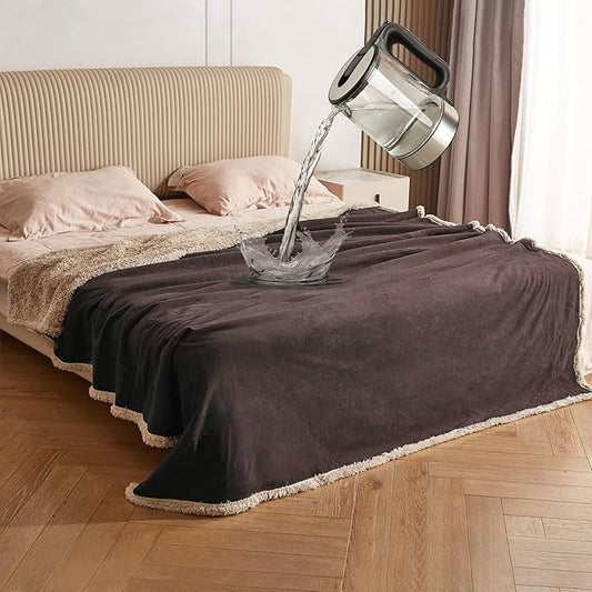 Catalonia Waterproof Bed Blanket for Intimacy, Love Couples Leakproof Bed Cover, Reversible Protector Squirt Blanket, Splash Stain Proof Blanket Pad for Adults, Washable, 80X90 inches, Brown