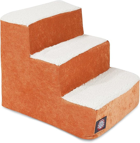 3 Step Portable Pet Stairs By Majestic Pet Products Villa Orange Steps for Cats and Dogs Tangerine