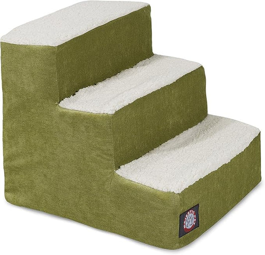 3 Step Portable Pet Stairs By Majestic Pet Products Villa Apple Steps for Cats and Dogs Green